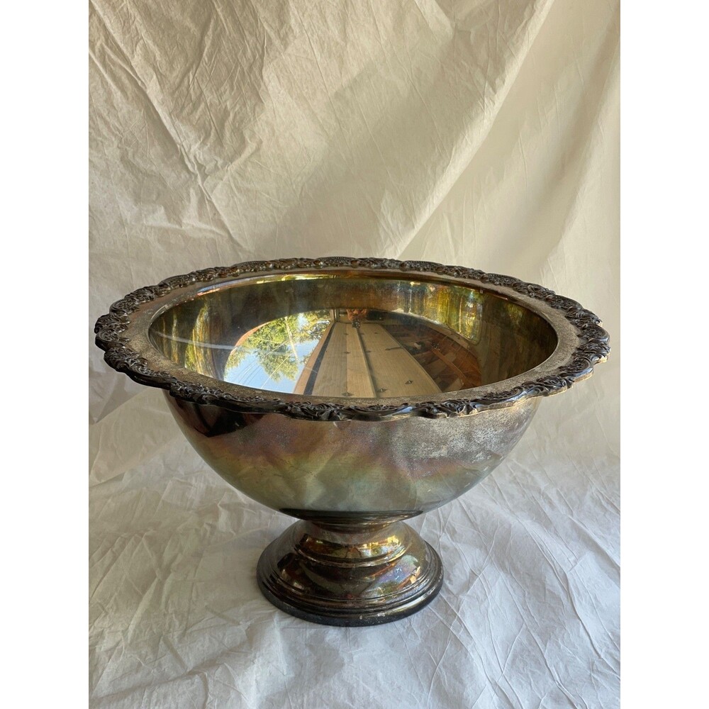 large 15”d x 9” h silver plate urn for flowers or punch